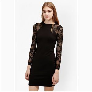 French Connection Black Long Sleeved Lace Dress